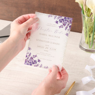 Invitations En Vélin Gold Purple Lavender Nuestra Boda Mariage espagnol
