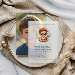 Invitations En Vélin Golf vintage Parc Tee 1er anniversaire garçon