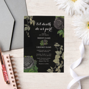 Invitations En Vélin Gothique Halloween Rose noir Mariage