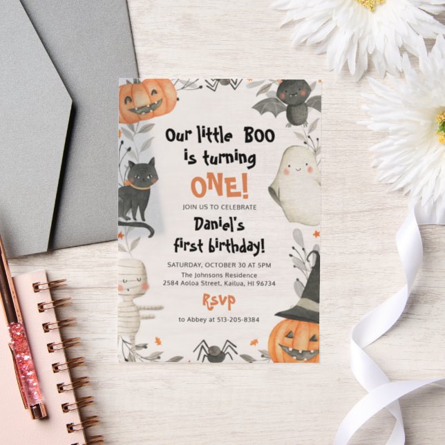 Invitations En Vélin Halloween Notre Petit Boo 1ère fête d'anniversaire (Mariage)