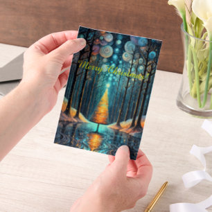 Invitations En Vélin Iridescente Holiday Dream 🎄 brillant sapin de Noë