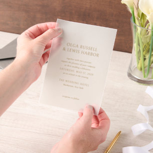 Invitations En Vélin Ivoire simple et Mariage moderne or