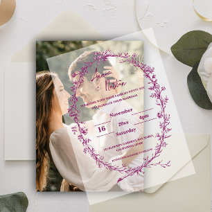 Invitations En Vélin Joli Mariage De Cadre Burgundy Intricé Orné