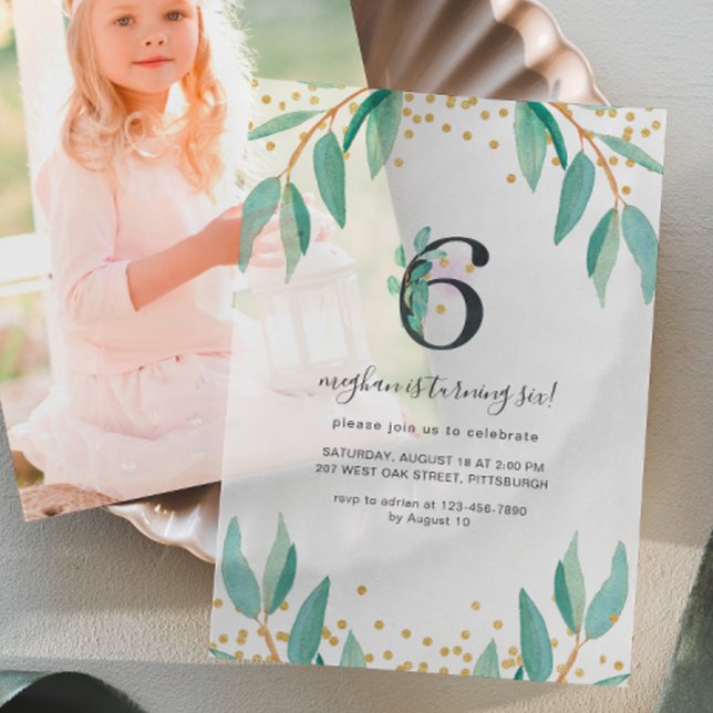 Invitations En Vélin Jolie fête botanique 6ème anniversaire (Créateur téléchargé)