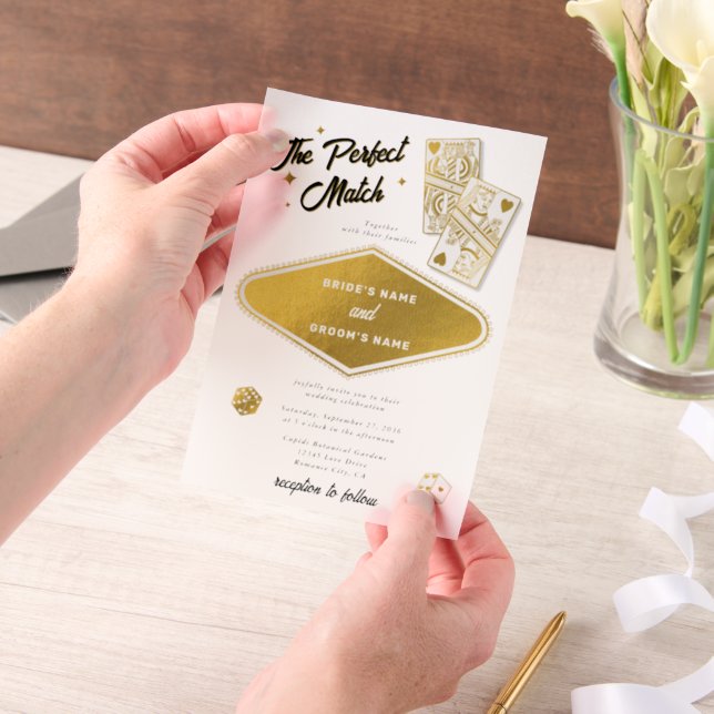 Invitations En Vélin Las Vegas Destination Parfait Match Mariage Gold (Ordinateur de poche)
