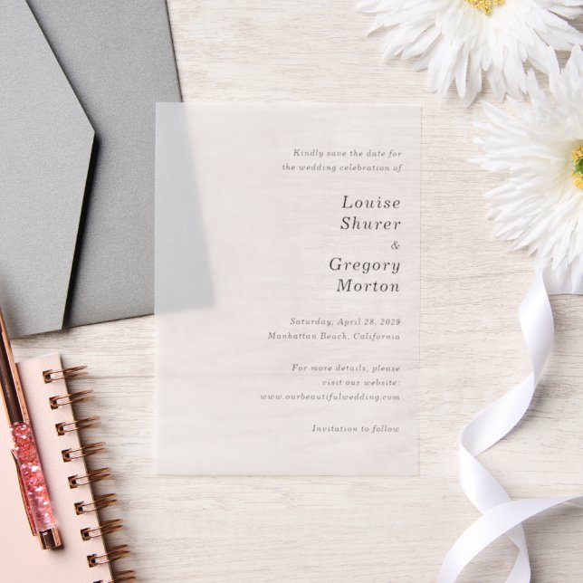Invitations En Vélin Louise Simple mariage moderne Enregistrer la date (Mariage)