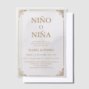 Invitations En Vélin Luxury Gold Ornate Cream espagnol Genre Revela