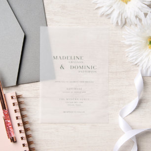 Invitations En Vélin Madeline Forest Green Simple Mariage moderne