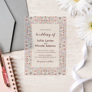Invitations En Vélin Mariage à motif mandala géométrique classique