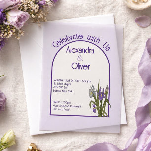 Invitations En Vélin Mariage au Papier Vélin Iris Lavande Pâle Aquarell