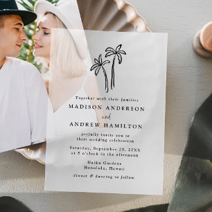 Invitations En Vélin Mariage aux palmiers dessinés à la main moderne
