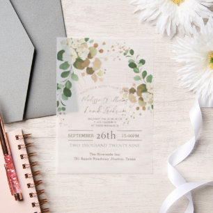 Invitations En Vélin Mariage Botanique Automnal Rustique à l'Eucalyptus