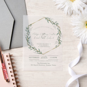 Invitations En Vélin Mariage botanique de verdure eucalyptus géométriqu