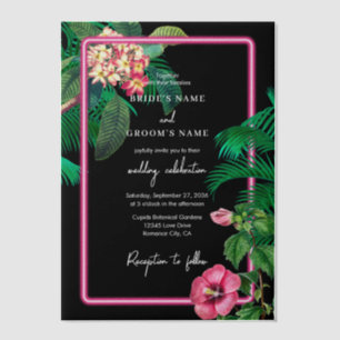 Invitations En Vélin Mariage Botanique Rétro Tropical Rose Néon