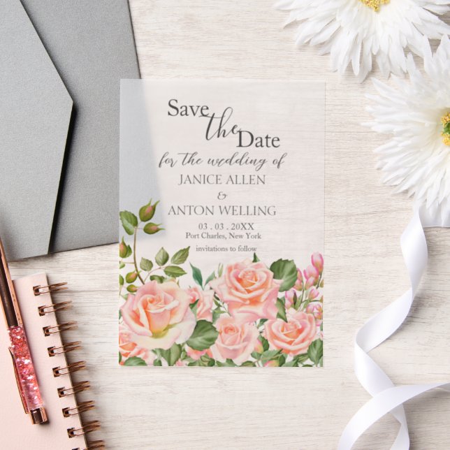 Invitations En Vélin Mariage botanique rose vif Enregistrer la date (Mariage)