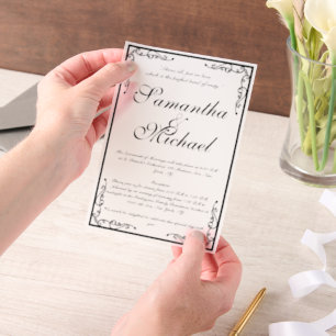 Invitations En Vélin Mariage Classique à l'Église sur Vélin