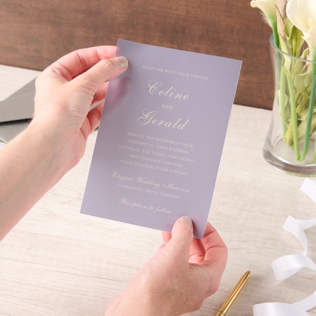 Invitations En Vélin Mariage classique Lilac élégant (Ordinateur de poche)