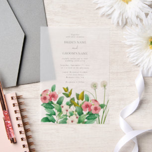 Invitations En Vélin Mariage d'aquarelle périphérique fleur sauvage