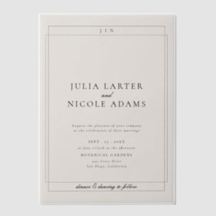 Invitations En Vélin Mariage de calligraphie noire ivoire classique