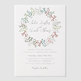 Invitations En Vélin Mariage de couronne Feuille vert Eucalyptus Botani