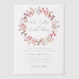 Invitations En Vélin Mariage de couronne Feuille vert Eucalyptus Botani