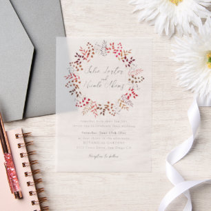 Invitations En Vélin Mariage de couronne Feuille vert Eucalyptus Botani