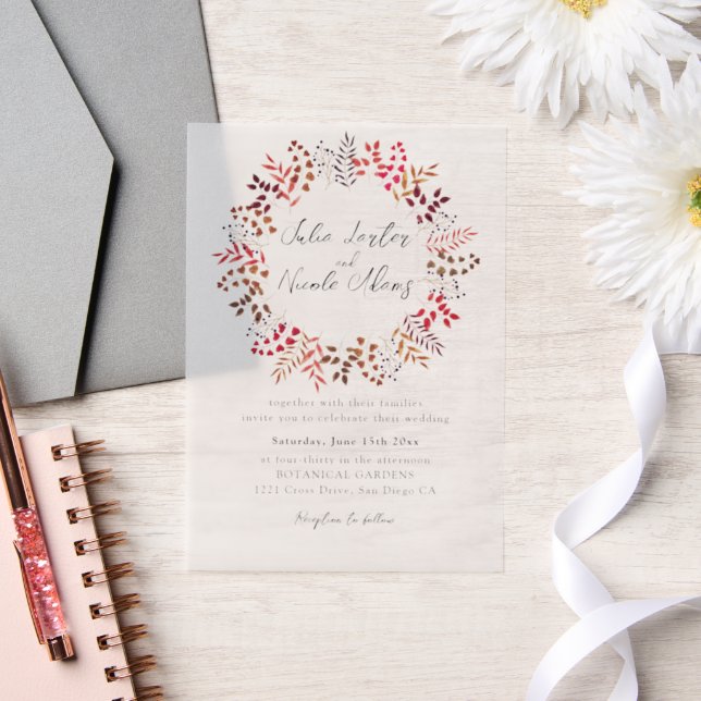 Invitations En Vélin Mariage de couronne Feuille vert Eucalyptus Botani (Mariage)