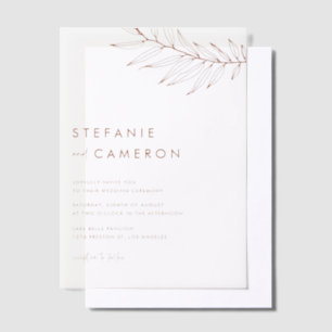 Invitations En Vélin Mariage de feuillage minimaliste Boho en terre cui