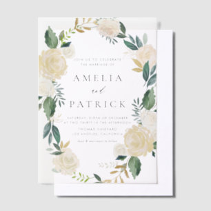 Invitations En Vélin Mariage de germe romantique en ivoire doux