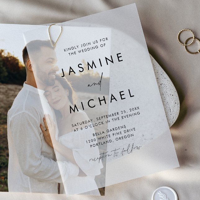 Invitations En Vélin Mariage de script noir moderne (Créateur téléchargé)