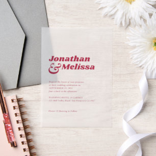 Invitations En Vélin Mariage de typographie rose chaud Bold Chic Retro