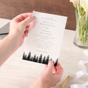 Invitations En Vélin Mariage d'été minimaliste moderne noir et blanc