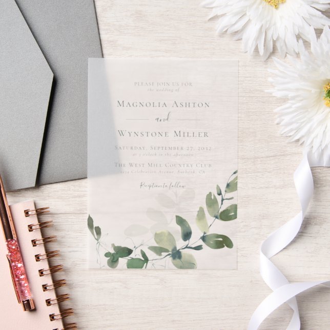 Invitations En Vélin Mariage d'eucalyptus (Mariage)