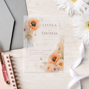 Invitations En Vélin Mariage éditorial élégant Poppy Blush doux