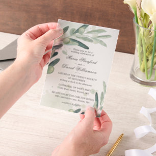 Invitations En Vélin Mariage Élégant de Branche de Rameau d'Olivier