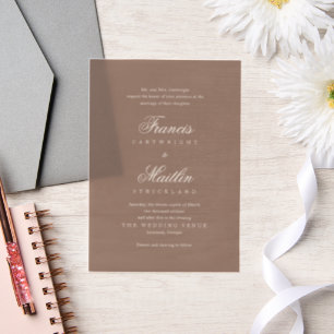 Invitations En Vélin Mariage élégant et romantique marron