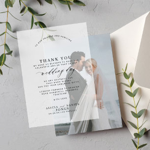 Invitations En Vélin Mariage élégant merci personnalisation message ove