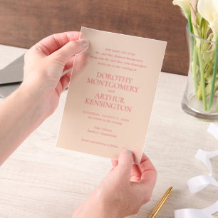 Invitations En Vélin Mariage élégant Peach moderne