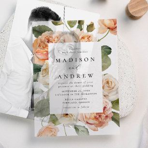 Invitations En Vélin Mariage Élégant Rose Pêche