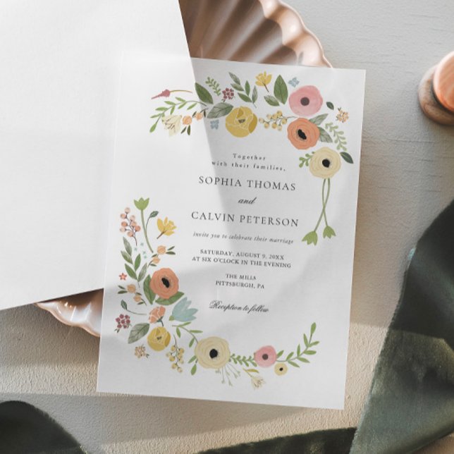 Invitations En Vélin Mariage Fleur sauvage bohémien (Créateur téléchargé)