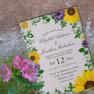 Invitations En Vélin Mariage Floral de Tournesol Rustique Daisy