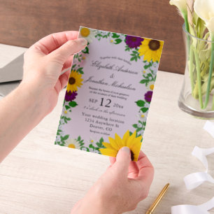 Invitations En Vélin Mariage Floral de Tournesol Rustique de Mariée