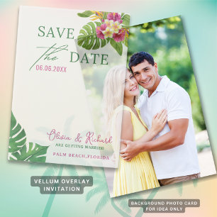 Invitations En Vélin Mariage Floral Feuille Tropical Enregistrer La Dat