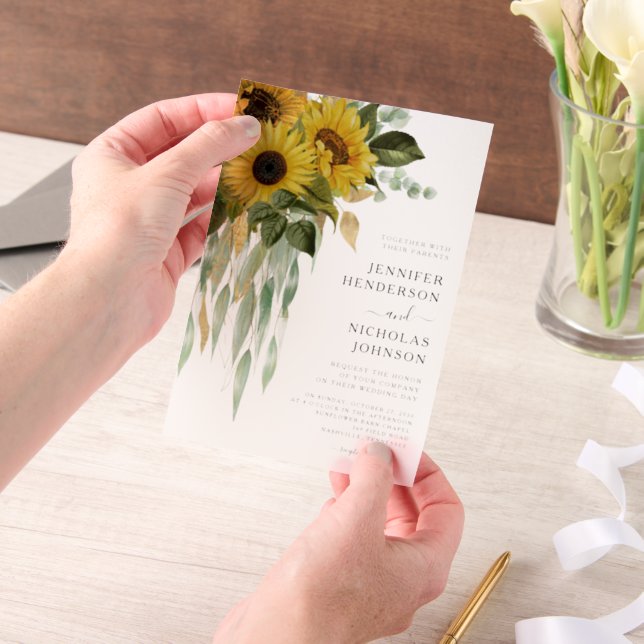 Invitations En Vélin Mariage floral moderne (Ordinateur de poche)