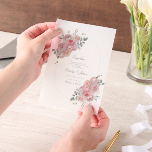 Invitations En Vélin Mariage floral rose Flower chic