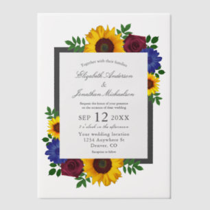 Invitations En Vélin Mariage Floral Rose Tournesol