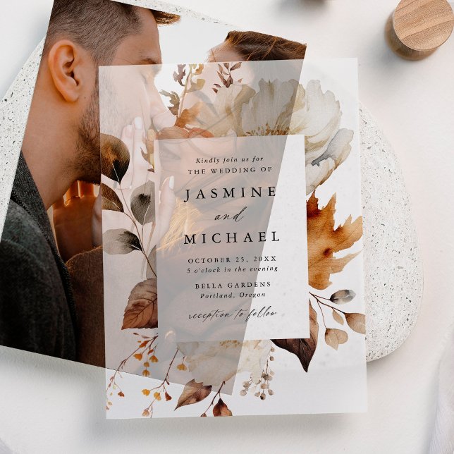 Invitations En Vélin Mariage floral rustique d'automne (Créateur téléchargé)