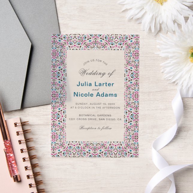 Invitations En Vélin Mariage géométrique en treillis marocain (Mariage)