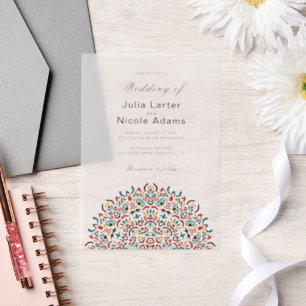 Invitations En Vélin Mariage géométrique en treillis marocain