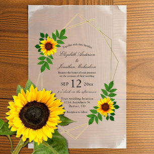 Invitations En Vélin Mariage géométrique tournesol